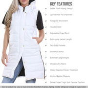 A2Z Ladies Adults Sleeveless Gilet Oversized Hooded White Quilted Gilet Padded Long Line Vest Jacket Sleeveless Coat Urban Winter Wear