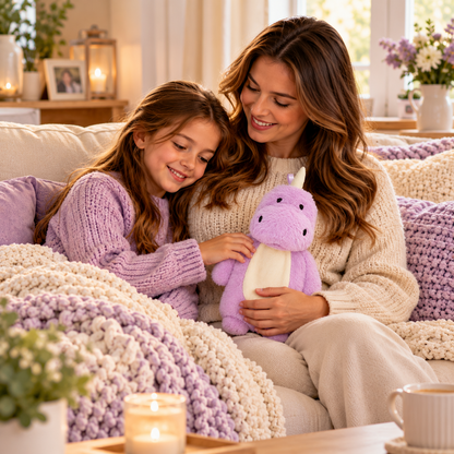 A2Z 4 Kids Purple Dinosaur Plush Hot Water Bottle 750ml Novelty Cosy Warmer