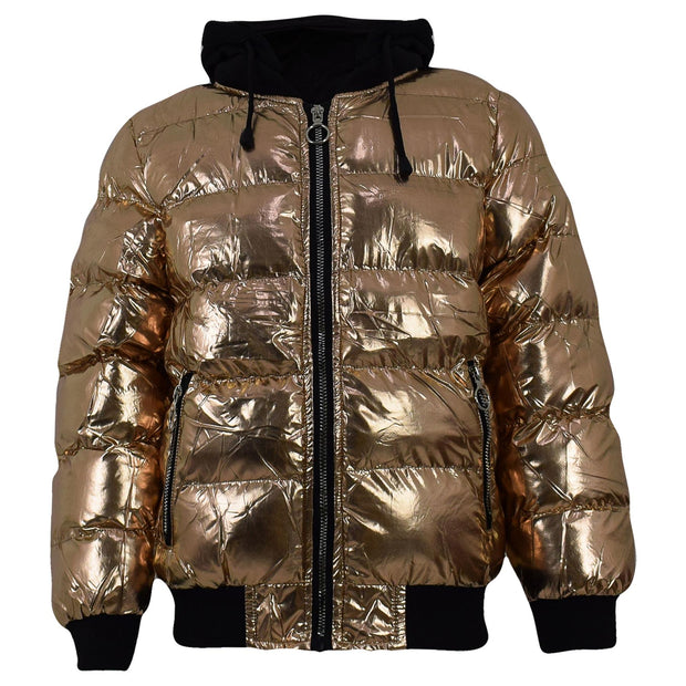 Kids Girls Boys Fashion Shiny Padded Jacket Metallic Wet Look Bubble Coat