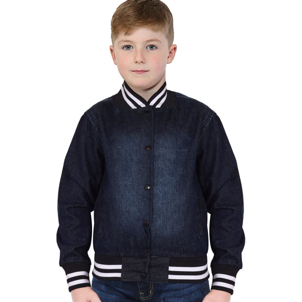 A2Z 4 Kids Boys Girls Ribbed Collar & Cuffs Denim Jacket 100% Cotton Kids Outerwear with Ribbed Hem Snap Button Closure Timeless Fashion for Everyday Adventures