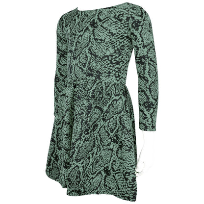 Kids Girls Skater Dress Long Sleeve Snake Flared Party Summer Dresses 5-13