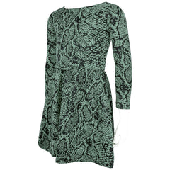 Kids Girls Skater Dress Long Sleeve Snake Flared Party Summer Dresses 5-13