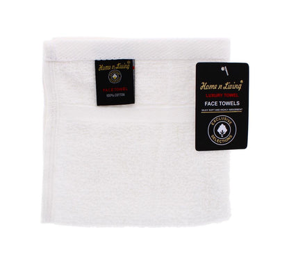 A2Z Hotel Quality Face Towel White 100 Percent Pure Cotton Soft Absorbent