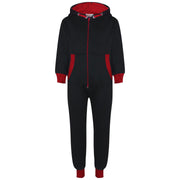 A2Z 4 Kids Girls Boys Red Contrast Fleece Onesie All In One Jumsuit Playsuit Nightwear New Age 2 3 4 5 6 7 8 9 10 11 12._13 Years