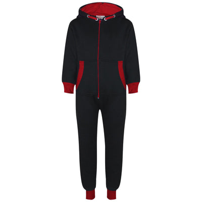 A2Z 4 Kids Girls Boys Red Contrast Fleece Onesie All In One Jumsuit Playsuit Nightwear New Age 2 3 4 5 6 7 8 9 10 11 12._13 Years