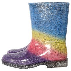 A2Z 4 Kids Girls Rainbow Rain Boots Glitter Multicolour PVC Wellington Wellies