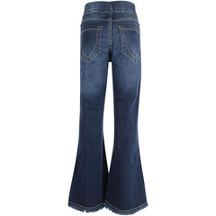 Kids Girls Denim Jeans Stretch Flare Ripped Bell Bottom Pants Jeggings Pants