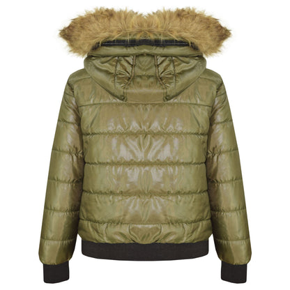 Boys Girls Jackets Kids Maya Faux Fur Hooded Padded Puffer Bubble Coats 5-13 Yrs