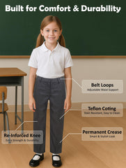 A2Z 4 Kids Girls Teens School Uniform Pant Teflon Coated Permanent Crease Pants