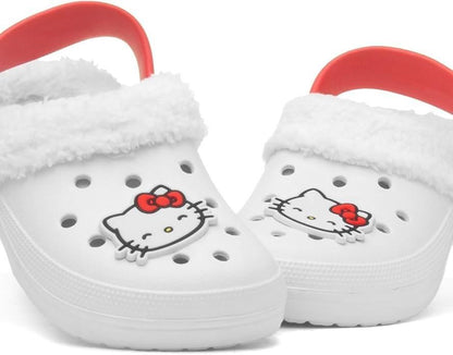 Kids Hello Kitty Girls Fur Lined Clogs Back Strap Officially Licensed Slippers