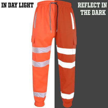 A2Z High Visibility Safe Work Pants Reflective Sweatpants Hi Vis Viz Cargo Joggers Slim Fit Jogging Bottoms Casual Trousers Workout Safety Trouser For Men's Small Medium Large XL 2XL 3XL 4XL - A2Z 4 Kids