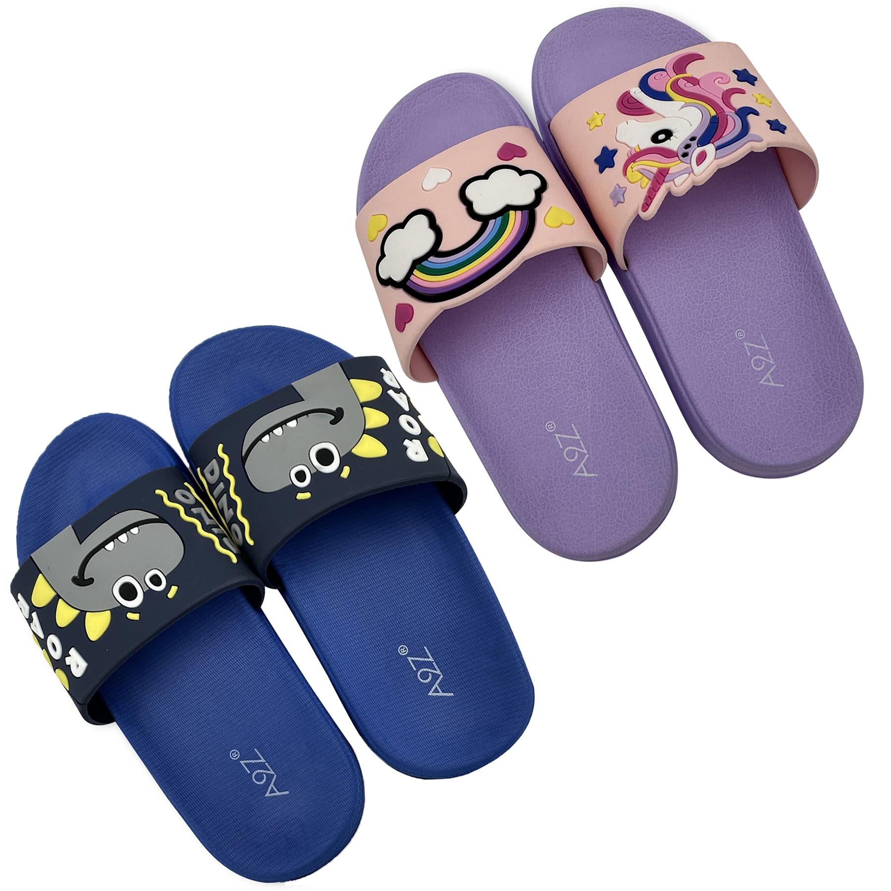 A2Z 4 Kids Boys Girls Sliders Sandals Cute Dinosaur Unicorn Summer Beach Shoes