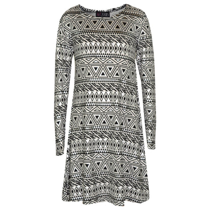 Girls Skater Dress Kids Aztec Print Summer Party Swing Midi Dresses 7-13 Years