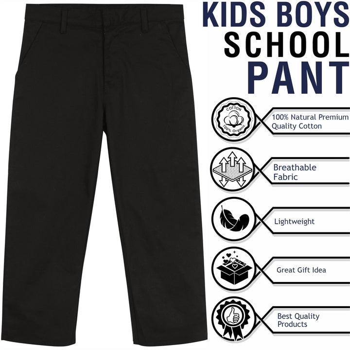 Kids Boys Pants Plain School Uniform Pull Up Regular Fit School Trouser - A2Z 4 Kids