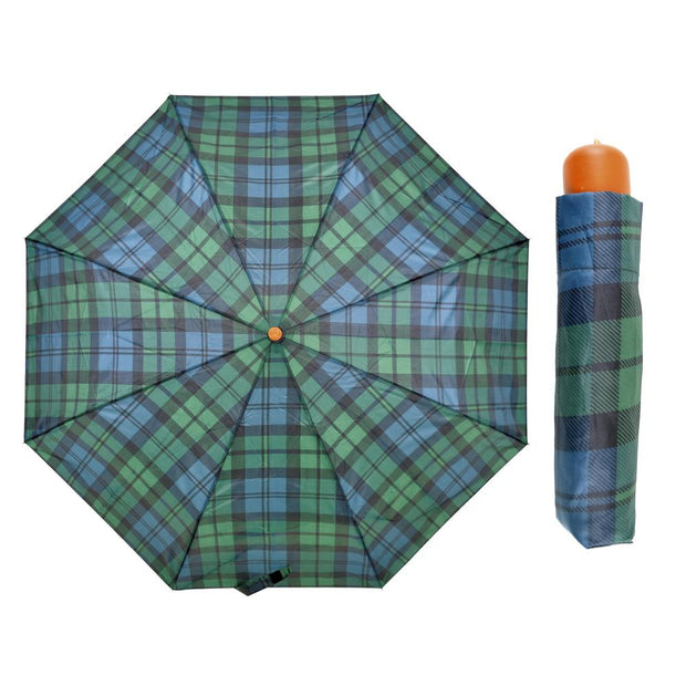 A2Z Supermini Umbrella Tartan|Wood Effect Handle|Protected from the Rain and Sun - A2Z 4 Kids