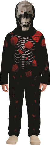 A2Z 4 Kids Boys Girls Rose Skeleton Halloween Costume Fancy Dress with Hooded