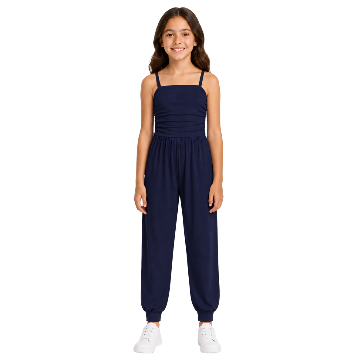 Girls Jumpsuit Kids Plain Color Trendy Playsuit All In One Jumpsuits 5-13 Years