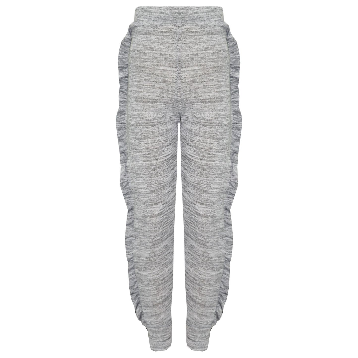 Kids Jogging Suit Girls Plain Frill Sleeve Lounge Suit Tracksuit Top Bottom 2-13