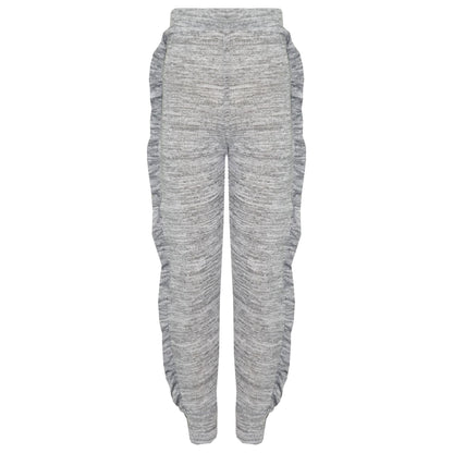 Kids Jogging Suit Girls Plain Frill Sleeve Lounge Suit Tracksuit Top Bottom 2-13