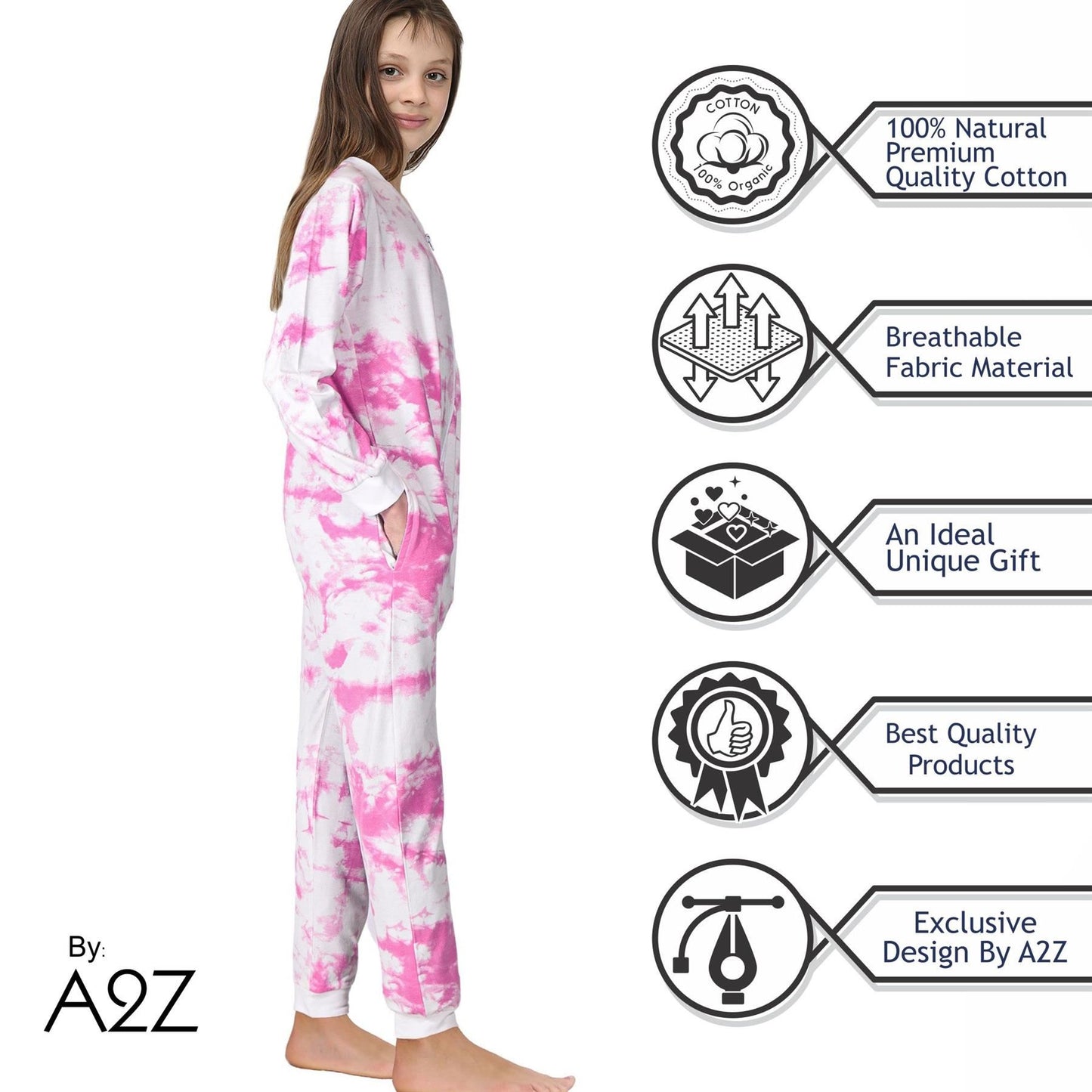 A2Z Onesie One Piece Kids Pyjamas Sleepsuit Leopard Print Costume For Girls