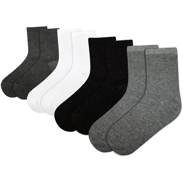 Kids Boys Girls Back to School Cotton Rich Plain Ankle School Socks Pack 6