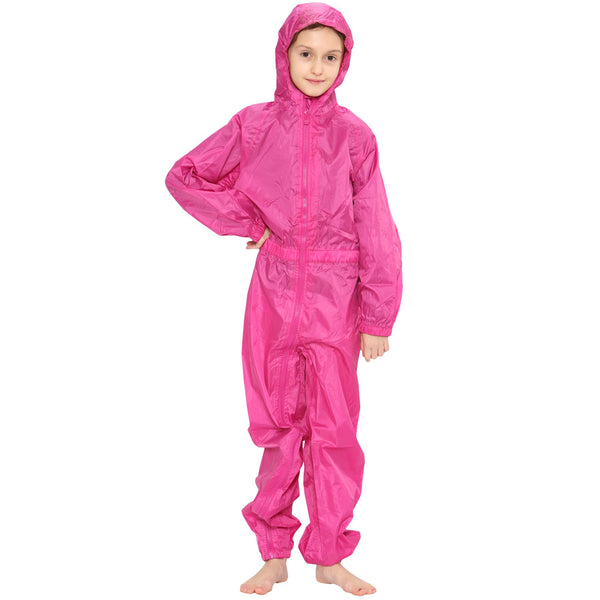 Girls Boys Raincoat Kids Puddle Suit All in One Waterproof Hooded Rainsuit