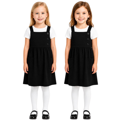 Kids 2 Pack Girls School Uniform Dress Soft Comfortable Pinafore School Dresses