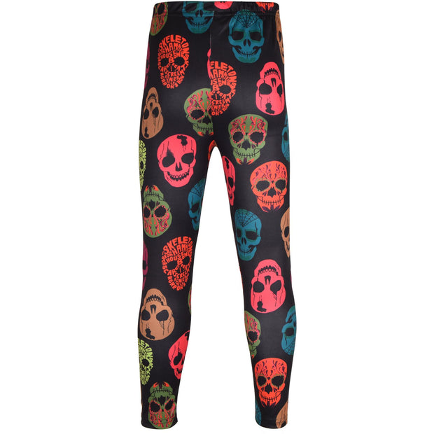 Girls Halloween Legging Spider Web Skull Print Leggings Fancy Costume 3-13 Years