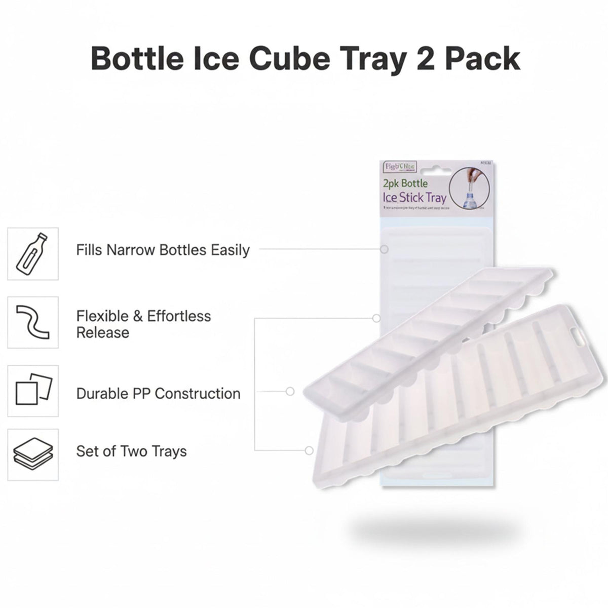 Ice Stick Tray Narrow Ice Cube 2 Pack Bottle Flexible PP Ice Stick Maker Mould