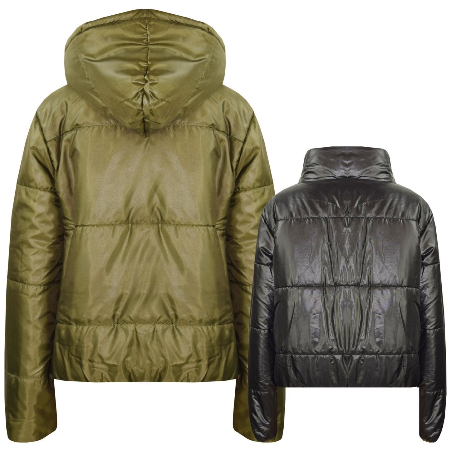 Girls Jackets Kids Reversible Cropped Hooded Padded Puffer Jacket Coat 5-13 Year