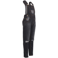 Kids Girls Denim Dungaree Knee Ripped Jeans Overall All In One Jumpsuit