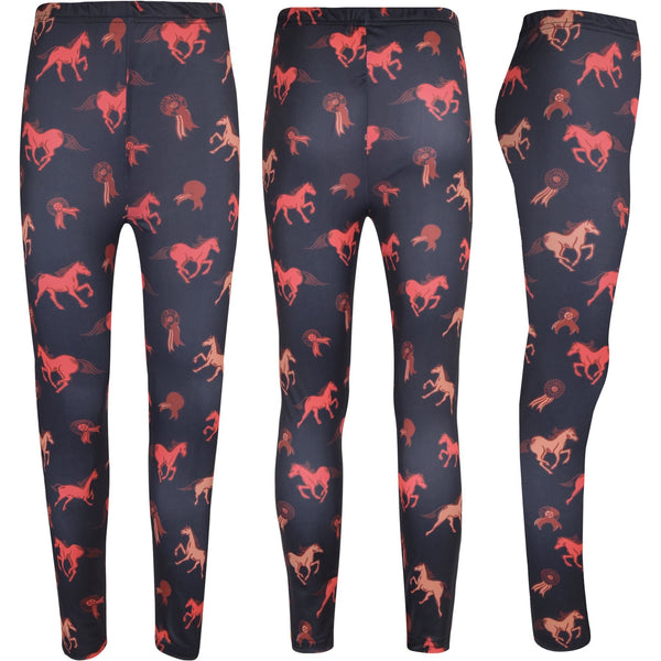 A2Z 4 Kids Girls Legging Horses Print Black Stretchy Soft Summer Fashion Legging