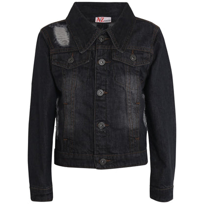 Kids Girls Denim Jackets Ripped Fashion Faded Jeans Jacket New Age 3-13 Years