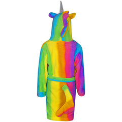 A2Z 4 Kids Super Soft 3D Animal Unicorn Rainbow Hooded Bathrobe Dressing Gown