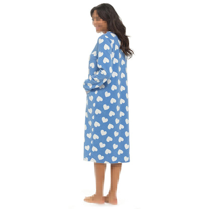 Womens Nightie Polar Fleece Ladies Nightgown Soft Feel Button Placket Sleepwear