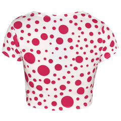 Girls Dresses Kids Pink Polka Dot Print Crop Top Legging Midi Skater Dress 7-13Y