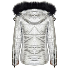 Girls Puffer Jacket Quilted Winter Coat Faux Fur Hood Warm Padded Zipped Coat
