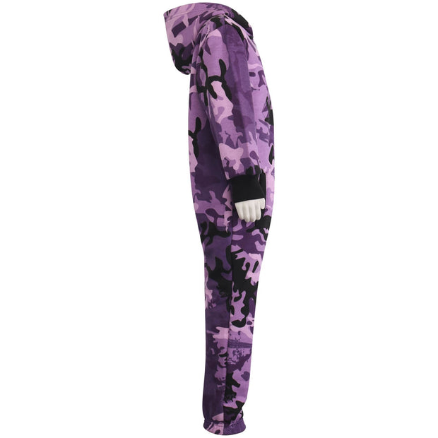 A2Z 4 Kids Boys Girls Fleece Onesie Designer's Camouflage Purple Print All In One Jumpsuit Playsuit New Age 5 6 7 8 9 10 11 12 13 Years