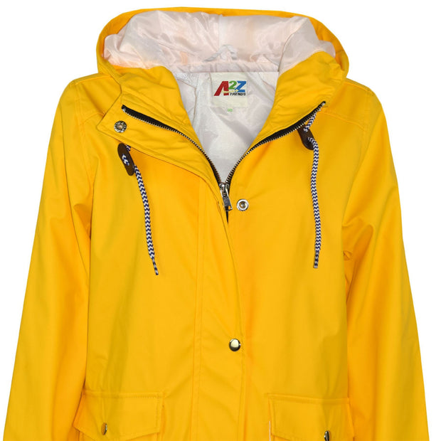 A2Z 4 Kids PU Raincoat Yellow Jackets Windbreaker Waterproof Parka Shower Resistant Hooded Raincoat Girls Boys Age 5-13 Years