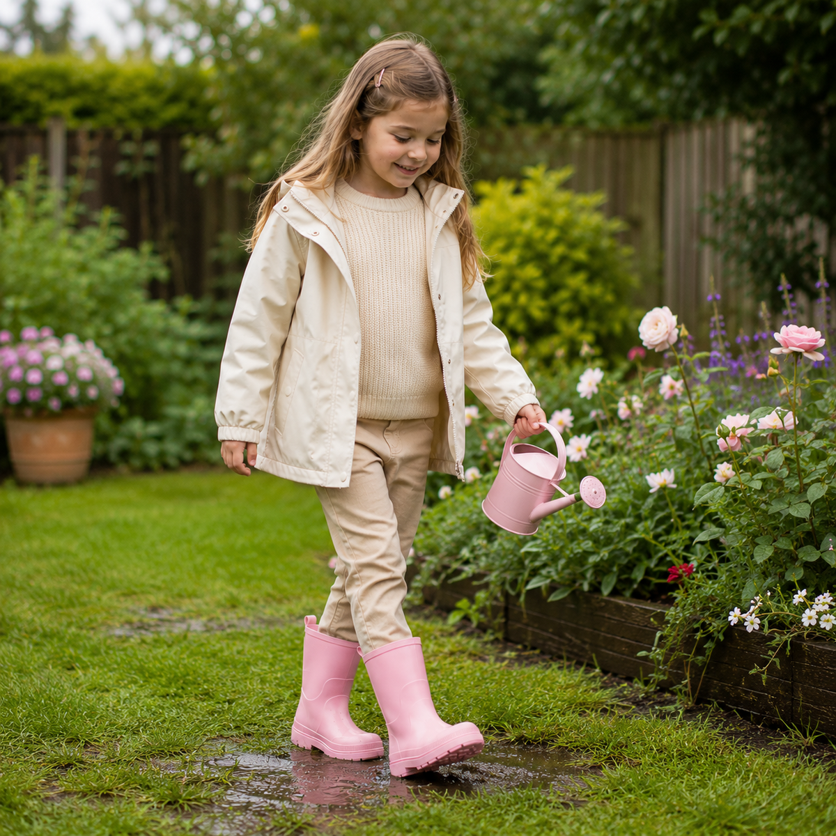 Kids Girls Wellington Wellies Non-Slip Waterproof Lightweight Rain Boots
