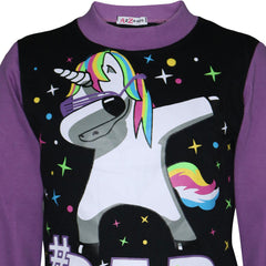 Kids Girls Pyjamas Dabbing Unicorn #Dab Floss Lounge Wear Nightwear PJS 5-13 Yrs