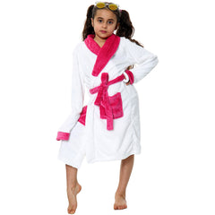 Kids Soft Fleece Bathrobe Dressing Gown Hooded Swim Beach Girls Boys 2-13 years