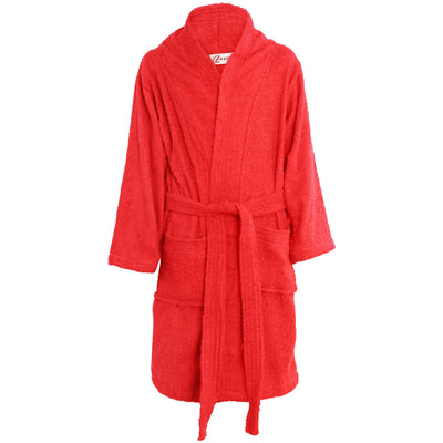 A2Z 4 Kids Unisex Terry Towelling Shawl Collar Red Bath Robe Dressing Gown Beach Bathing Swimming Surfing Soft 100% Cotton Bathrobe For Children Girls Boys Age 5-13 Years