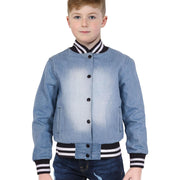 A2Z 4 Kids Boys Girls Ribbed Collar & Cuffs Denim Jacket 100% Cotton Kids Outerwear with Ribbed Hem Snap Button Closure Timeless Fashion for Everyday Adventures