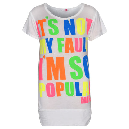 Girls Top Kids It's Not My Fault I Am So Popular Print T Shirt Tops 7-13 Years