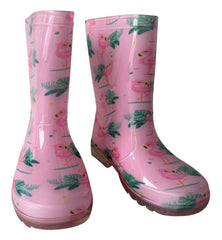 A2Z 4 Kids Girls Pink Flamingo Wellington Boots Light Up Rain Waterproof Wellies