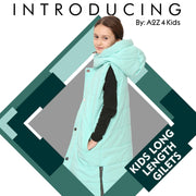 A2Z Kids Girls Down Vest Fashion Oversized Mint Hooded Quilted Gilet Padded Long Line Vest Jacket Long Sleeveless Coat Urban Winter Wear