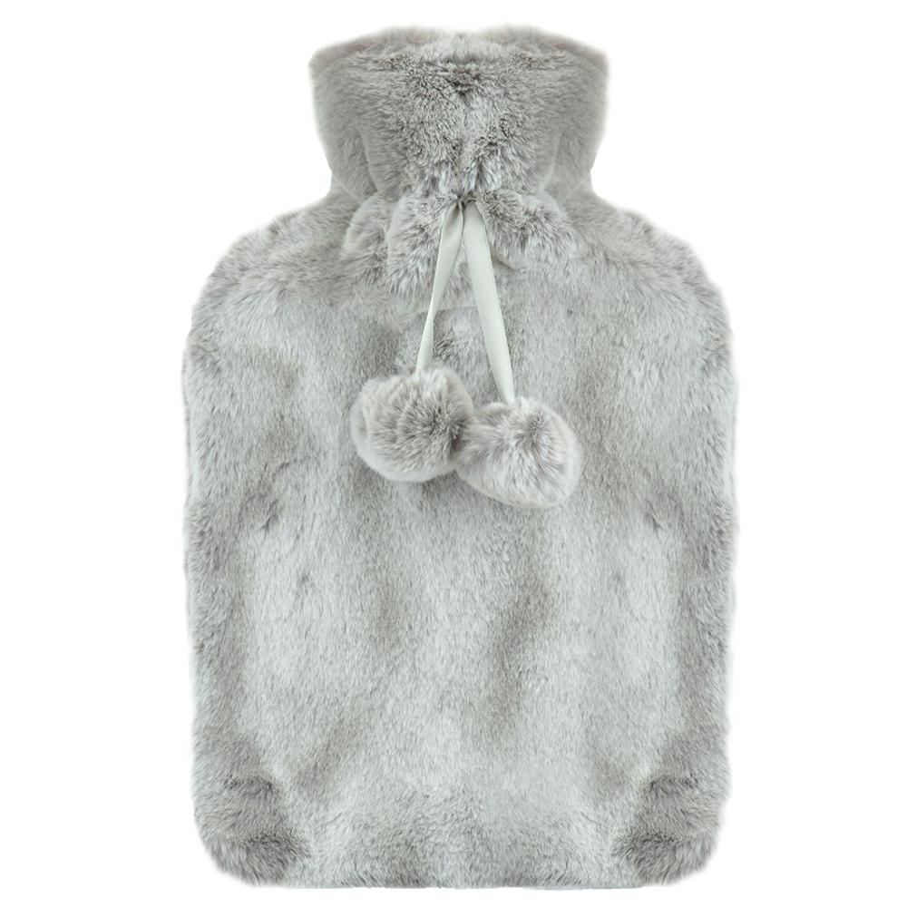 A2Z Hot Water Bottle 2 Litre Plush Faux Fur Fleece Cover Rubber Hot Water Bag