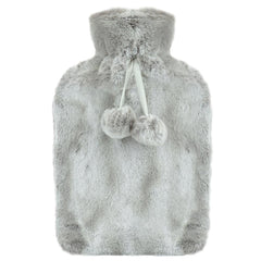 A2Z Hot Water Bottle 2 Litre Plush Faux Fur Fleece Cover Rubber Hot Water Bag