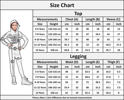 Girls Top Kids Made You Look Print Long Sleeves Hooded Top & Legging Set 5-13 Yr